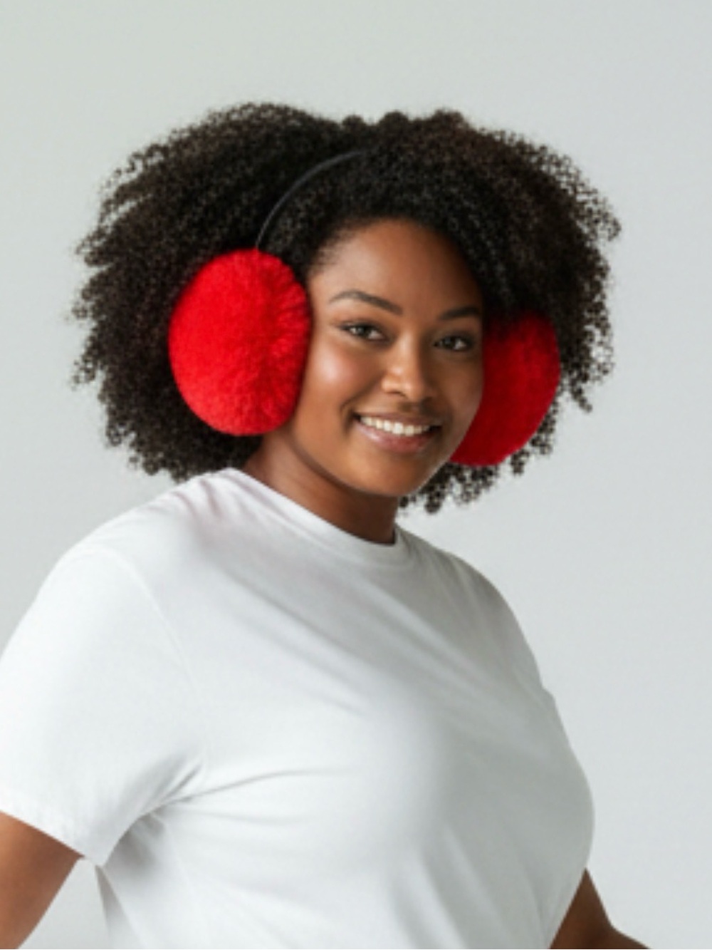 Red Faux Fur Earmuffs - Picture 8 of 9